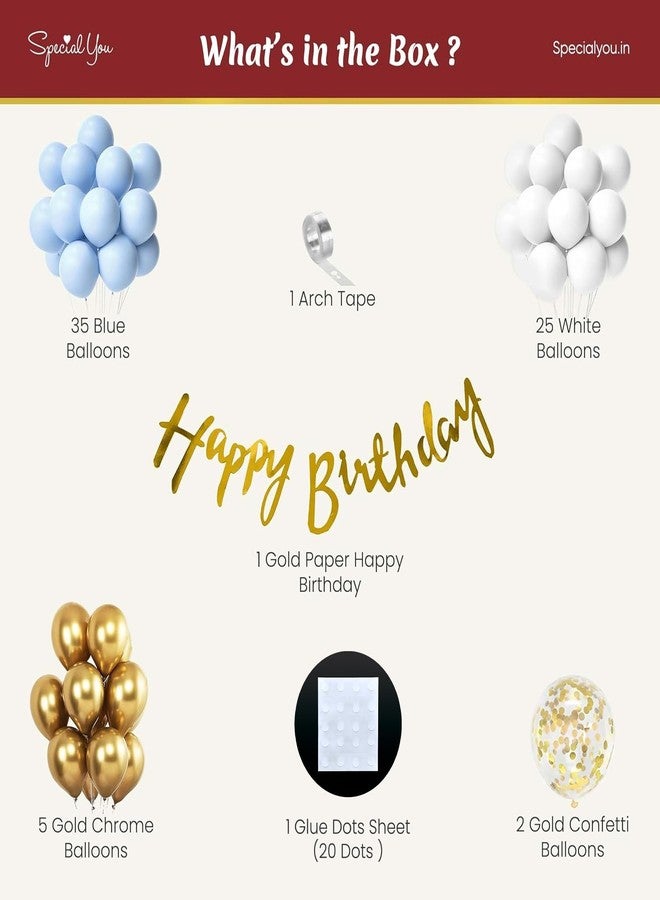 SpecialYou.in مجموعة زينة عيد ميلاد مميزة للأولاد - 70 قطعة مع بالونات زرقاء وبيضاء لتزيين حفلات أعياد ميلاد الأطفال الرضع. - Image 3